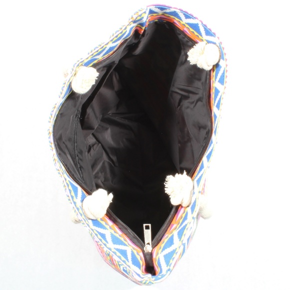 Womens Tote Canvas Printed Rope Handle Bag Pink - Picture 5 of 7